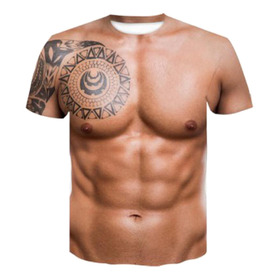 3d Gráfico Digital Impreso Cuerpo Patrón Musclet-shirt