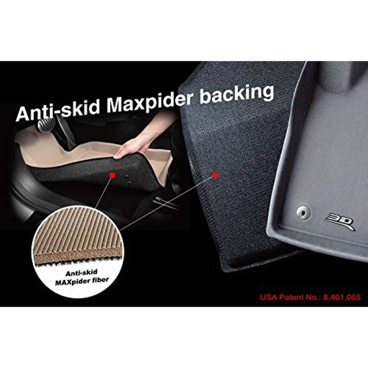 3D MAXpider Second Row Custom Fit Floor Mat for Select Subaru Legacy//Outback Models Kagu Rubber Black