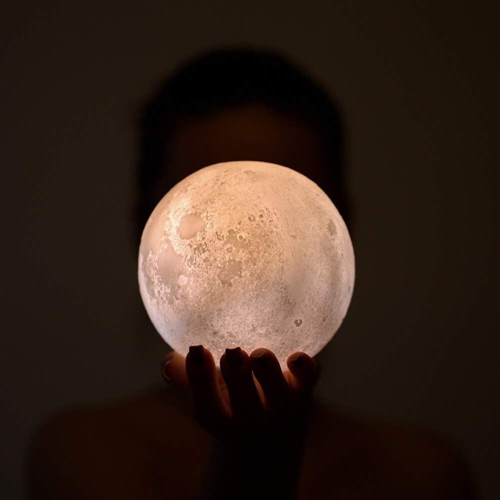 Eco Friendly 4.9 inch//13 cm 3D Moon Lamp with Stand USB Touch Control Realistic Moon Light with 16 Beautiful Colors Changing Bedroom 4.9 Kids Birthday Gift Perfect for Home Decor Remote Gobblen