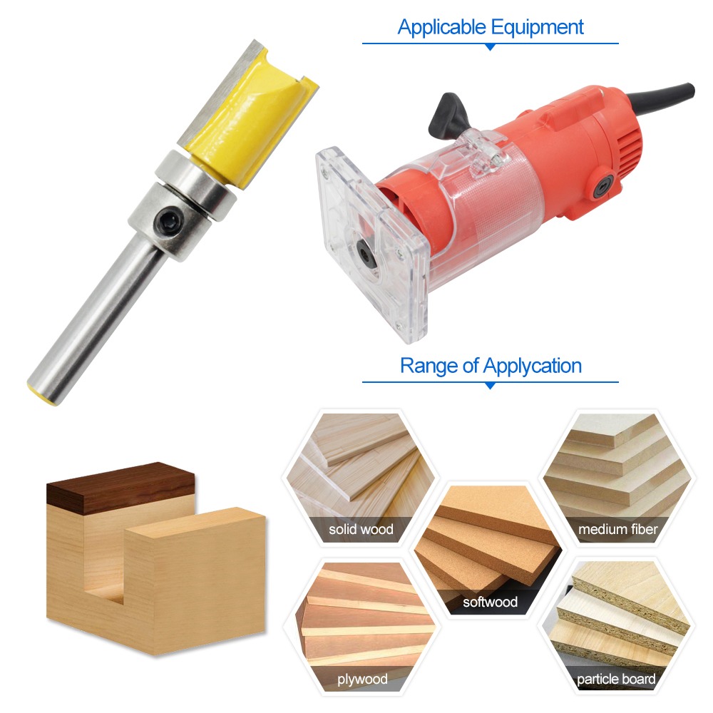 3pcs 1 4 Polegada Canela Flauta Lave Aparar Padrão Router Bo R Flauta Lave Aparar Padrão Router Bo