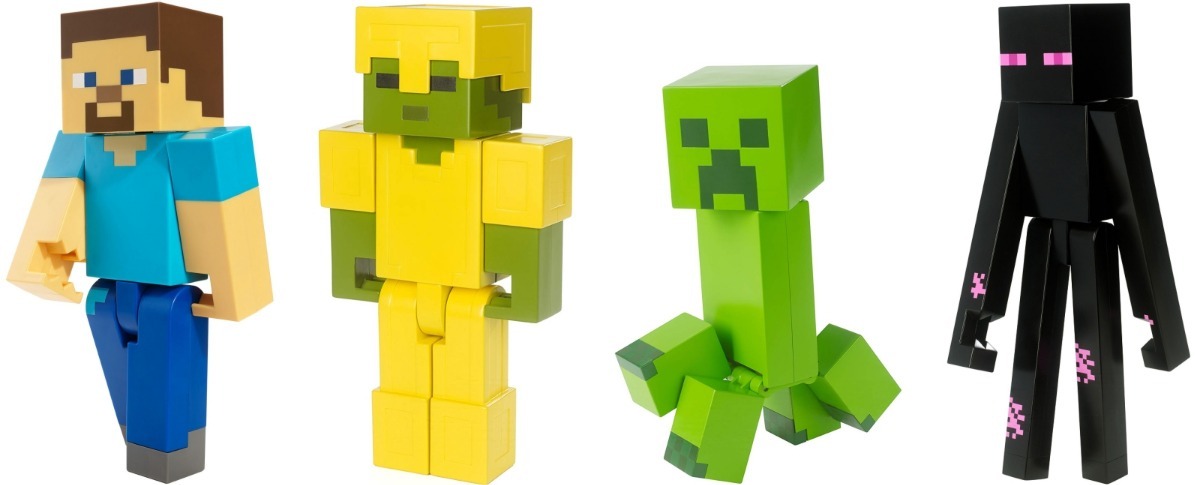 4 Figura Minecraft Steve Enderman Creeper Zombi 22 Cm Mattel 1510 