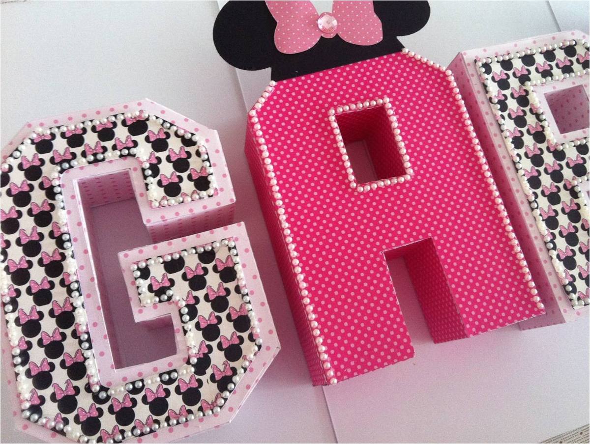 4 Letras 3d Minnie Rosa - Festa Infantil Decoração Mesa 