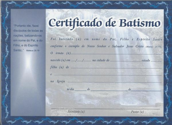 4 Pctes C 50 Unids Cada Certificado De Batismo Simples R 169 09