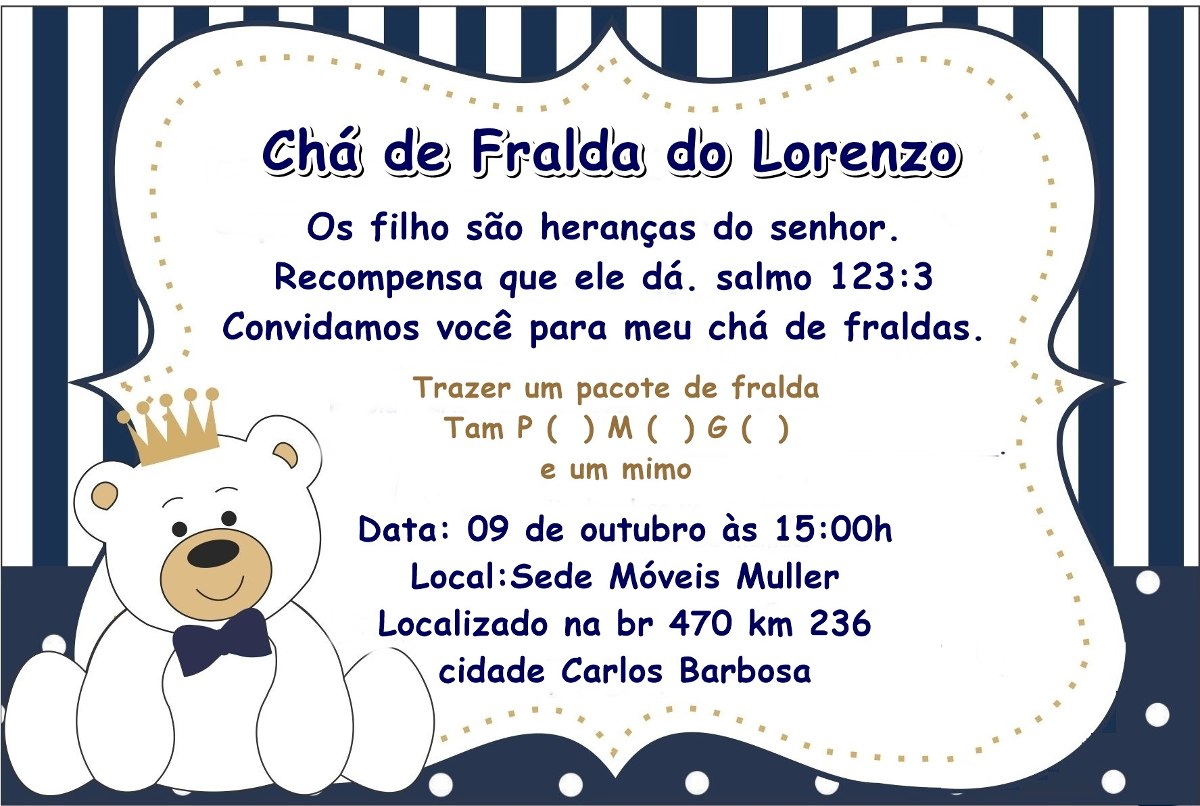 40convite Chá De Fraldas Ou De Bebê - R$ 16,00 em Mercado 