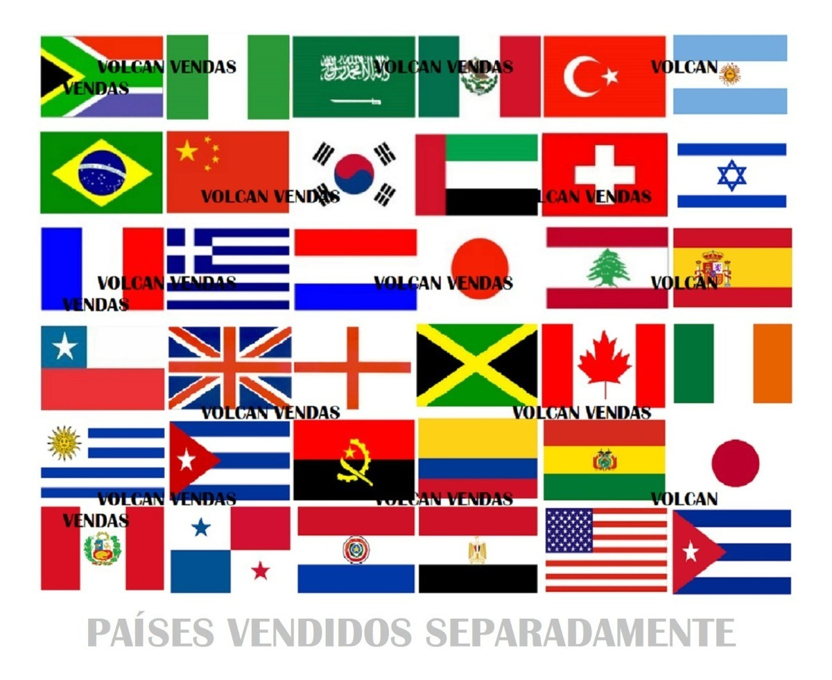 5 Bandeiras Países Kit 1,50m X 90cm Copa Olimpíadas Nações - R$ 249,90