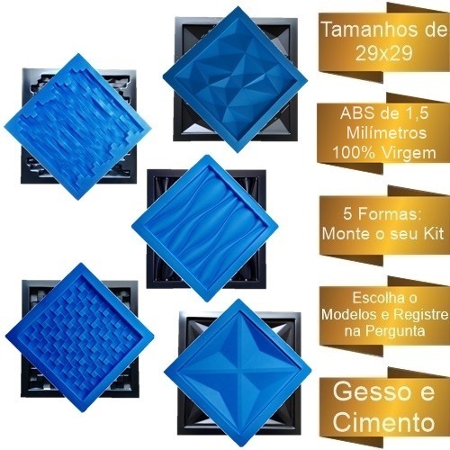 5 Formas De Gesso 3d E Cimento Abs 1 3mm Com Eva Monte O Kit R