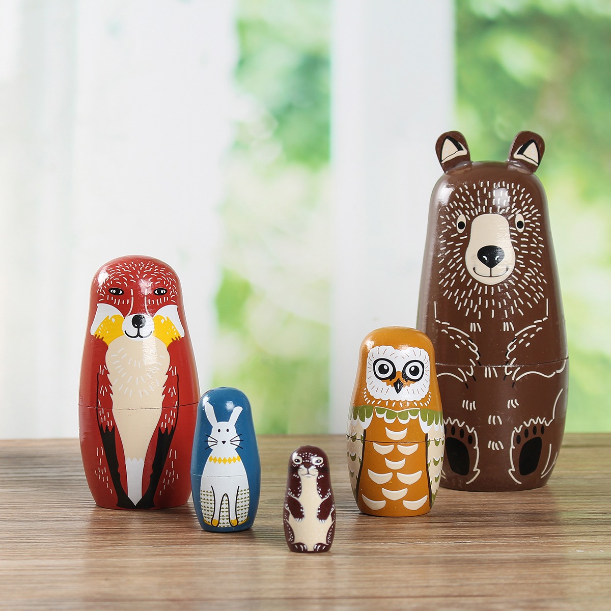 Ruso Decora Animal Matryoshka Muñeca Madera Oso De Juguete 5 PiuOTZkX