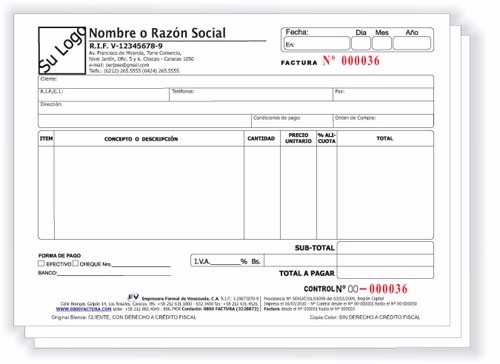 5 Talonario De Facturas Seniat Imprenta Autorizada - Bs. 0 