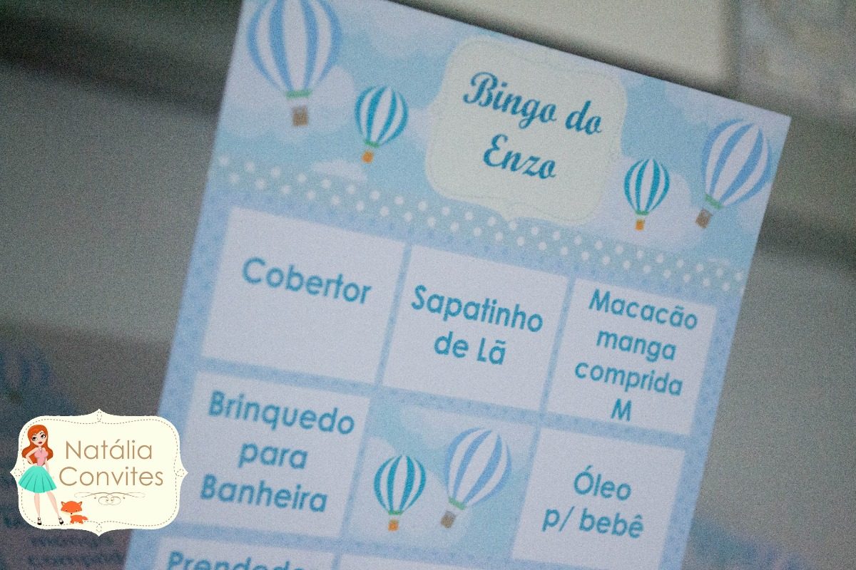 50 Cartela Baby Bingo Chá De Bebê Balão De Ar Quente - R 50 Cartela Baby Bingo Chá De Bebê Balão De Ar Quente - R
