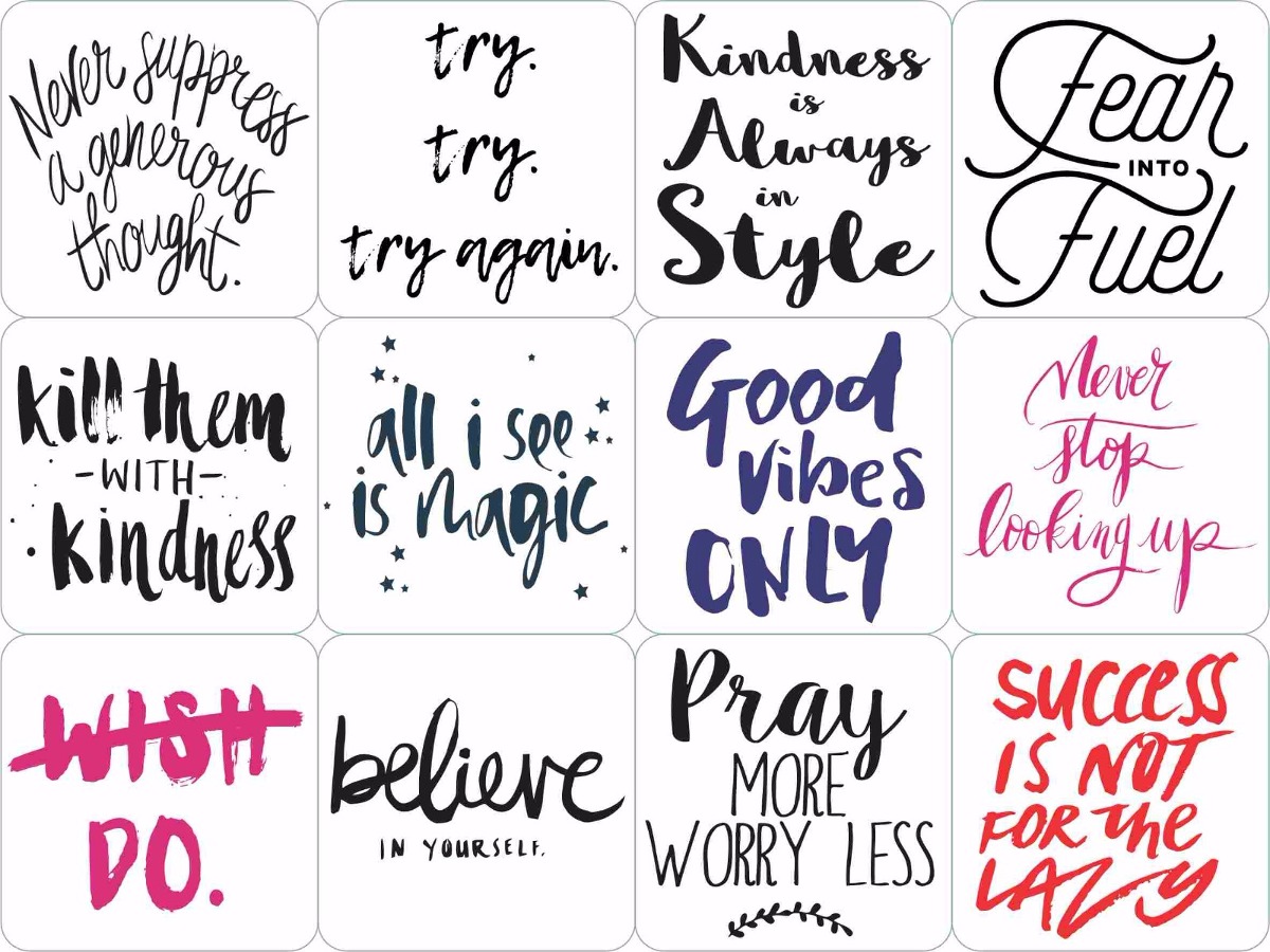 50 Plantillas Frases En Ingles Vinilo Remera Frasco Sublimar - $ 4.199