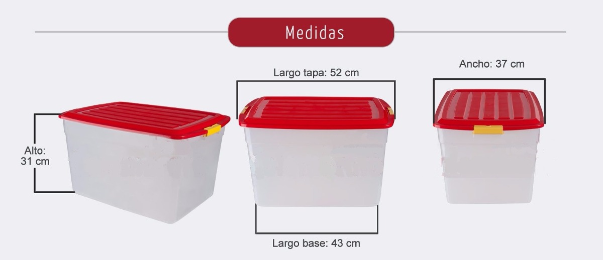 Pl/ástico Contenedor Caja Transparente con Tapa Hokky 9 L Cajas de Almacenamiento 6 Unidades