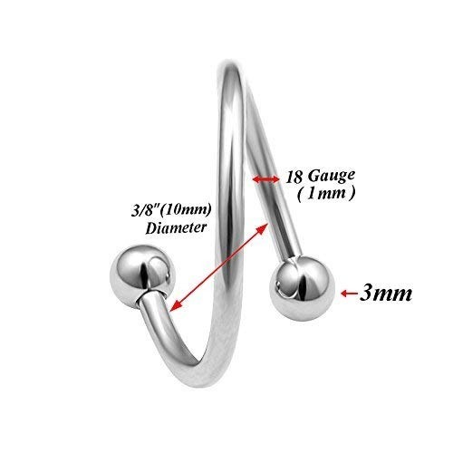 6pcs 18g surgical lip tragus twisted bar piercing eyebrow hoop cartilage helix studs spiral earring steel Balls BBFY