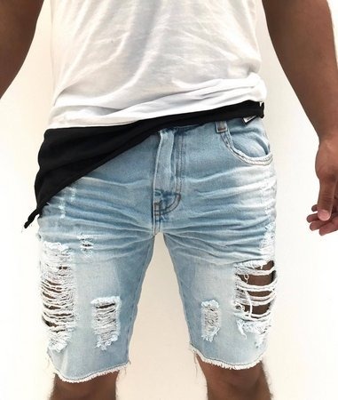bermuda jeans rasgadinha masculina