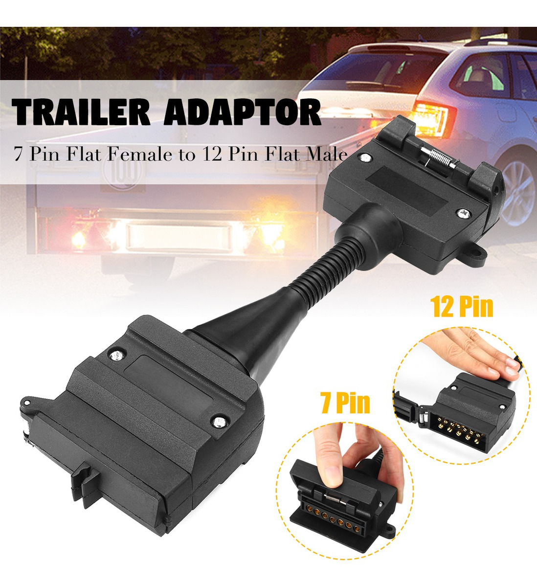 Enchufe de Remolque de 7 Pines Adaptador de Conector de Remolque de Enchufe de Remolque ABS de 24 V para Caravana de Cami/ón de Remolque de Coche