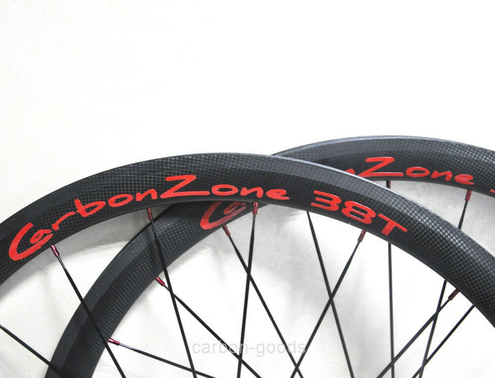 700C 38mm Tubular 3k matt Finish Red Decals Full Carbon Road Bike Wheelset 21mm