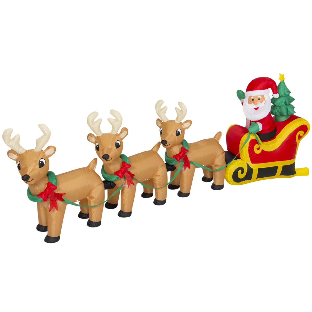8 ft navidad larga inflable santa claus trineo y renos trineo de santa clos