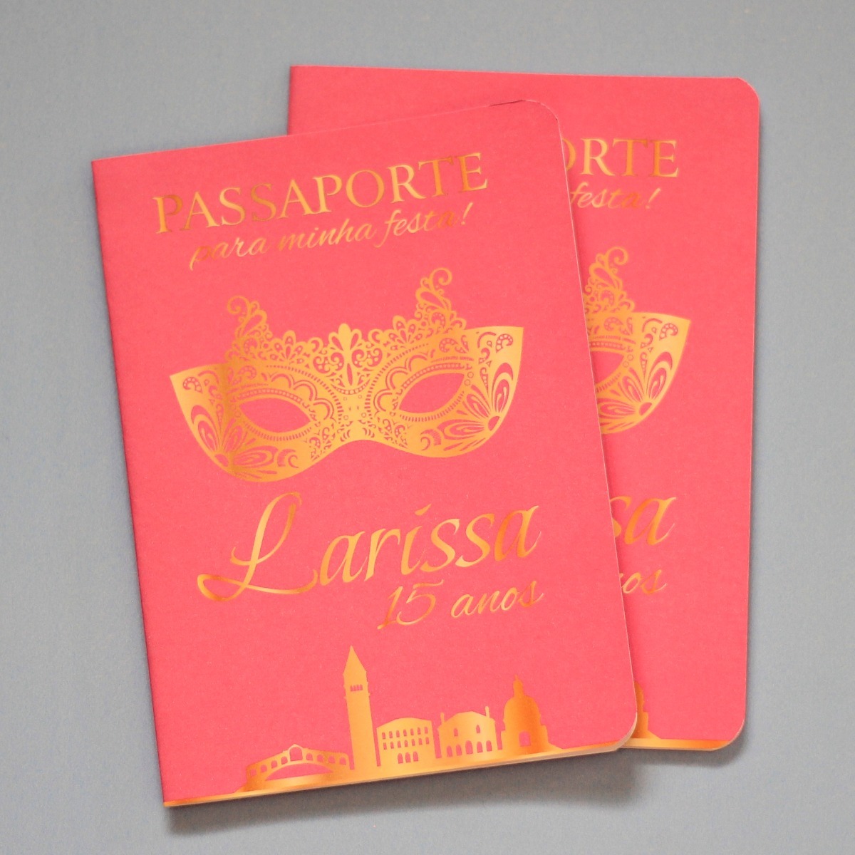 80 Convites 15 Anos Passaporte Paris Dourado Infantil Rosa R 111