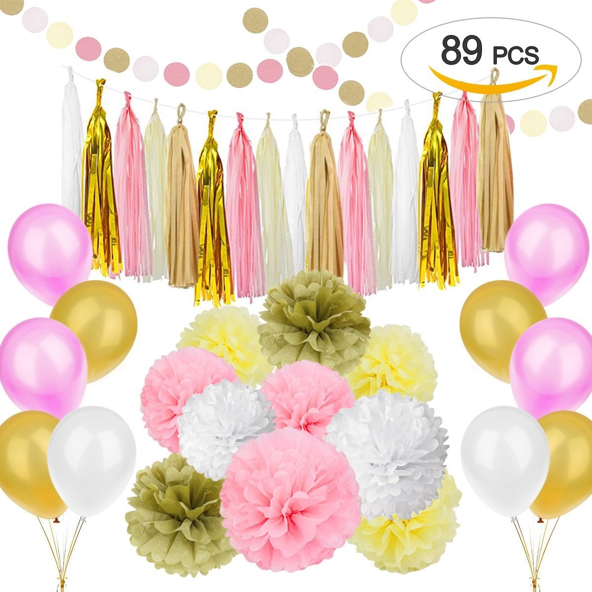 89 Piezas Juego De Decoraciones De Fiesta Rosa Dorado - $ 120.000 en