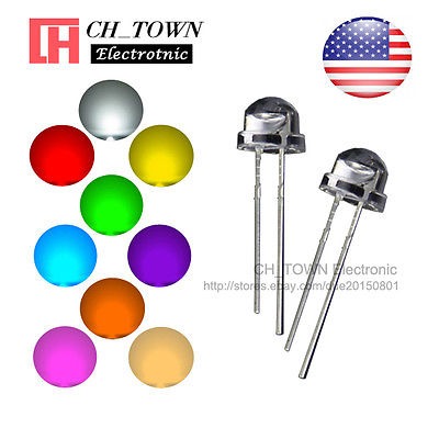 10 X 5mm sombrero de paja LED Blanco Azul Amarillo Verde Rojo