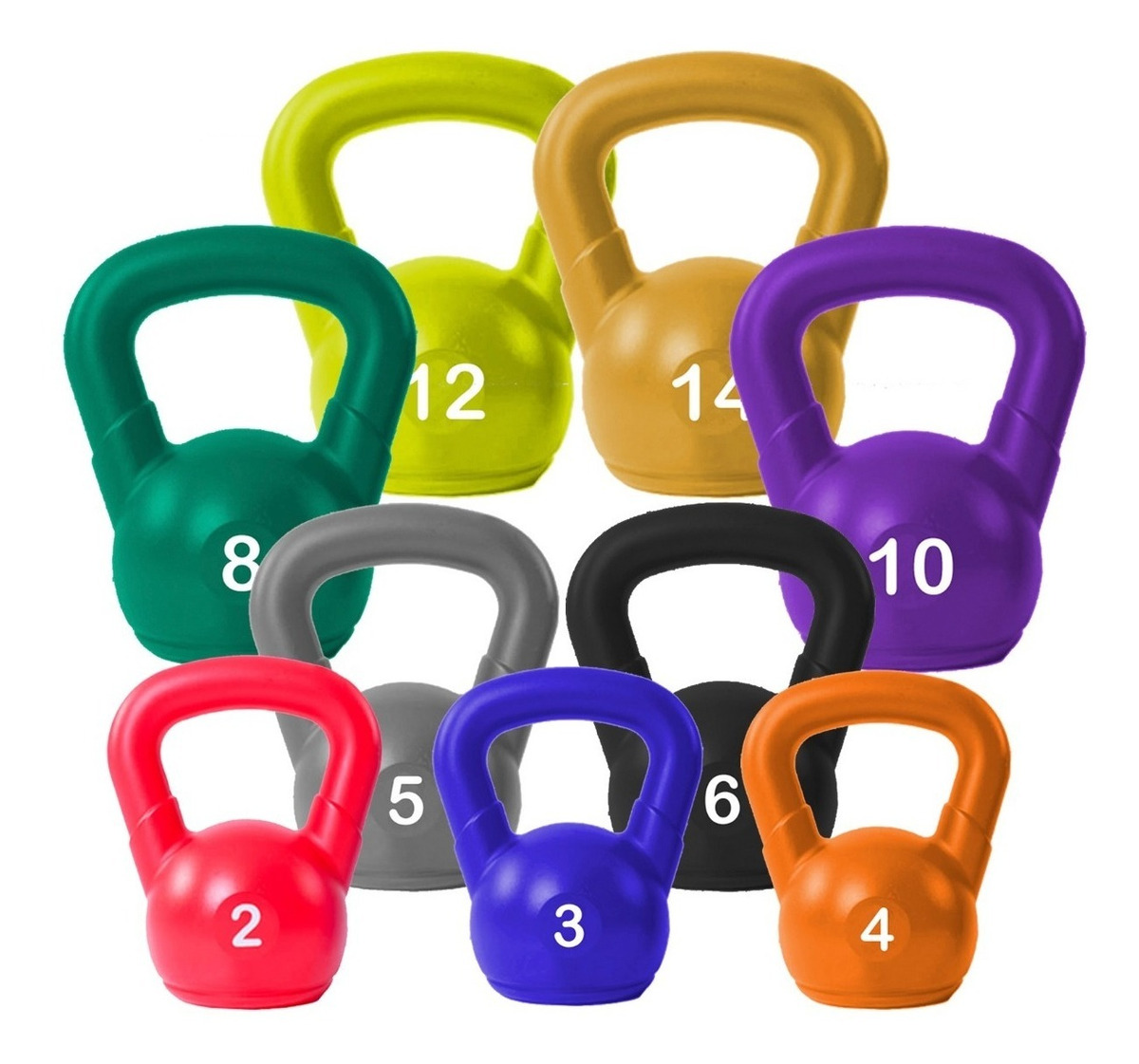 9 Pesas Rusas Kettlebell 2 3 4 5 6 8 10 12 14 Kg Plastica