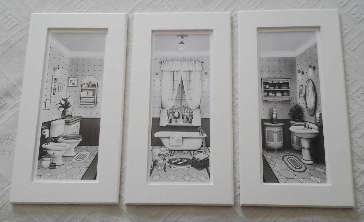 9 Quadrinhos Para Banheiro Em Mdf Com Decoupage (3 Trios)