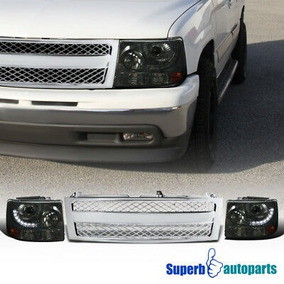 99-02 Chevy Silverado Camioneta Pickup Cromo Faros LED Parachoques Señal