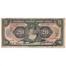 Brasil R-185, 20 Mil Réis 1927 Autografada, Série 6, Mbc/sob