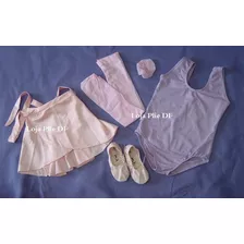 Kit Roupa Uniforme Figurino Ballet Vermelho Aula Infantil Df