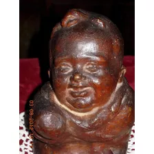 Hermosa Figura Antigua De Niño Bebe En Terracota Firmada