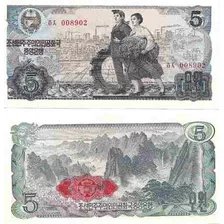 Billete Corea Del Norte 5 Won Año 1978 Sin Circular