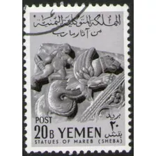 Yemen Sello Usado Relieve En Alabastro X 20b. Año 1961