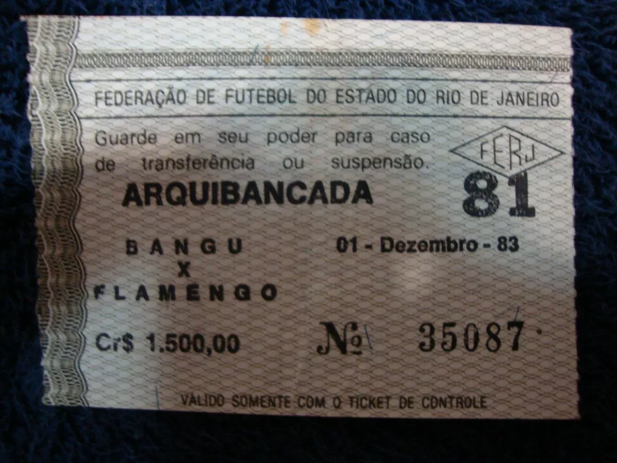 Ingresso Carioca 1983 - Flamengo X Bangu