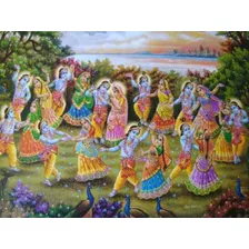 Pôster Gravura Imagem Papel Hindu Indiana Krishna Dançando M