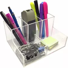 Organizador De Mesa Acrílico / Porta Lápis E Clips Acrílico