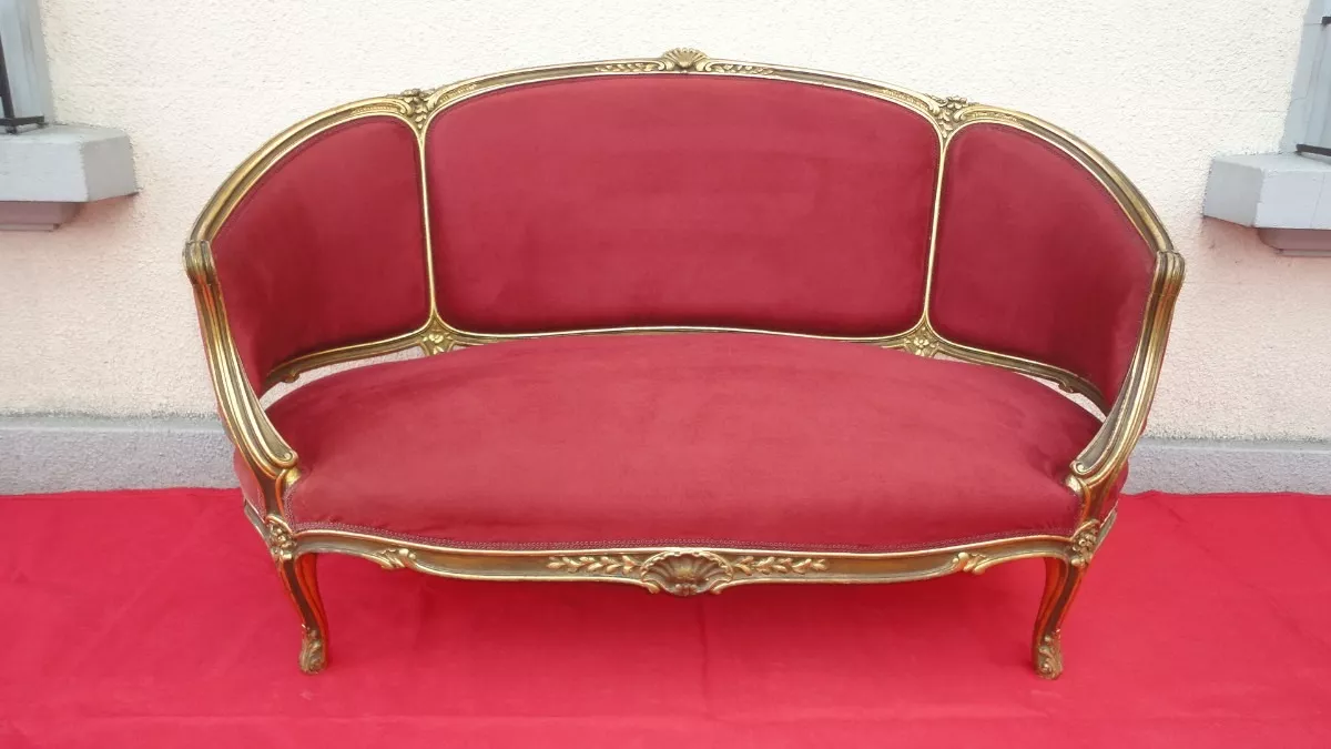 Sillon Sofa Frances Luis Xv Antiguo Dorado Raro Diseño Vealo