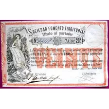 Tp Billete Año 1868 Sociedad De Fomento Territorial 20 Pesos
