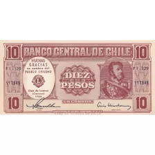 Billete 10 Pesos Chile 1960 Conmemorativo Club De Leones S/c