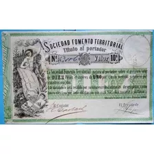 Tp Billete Año 1868 Sociedad De Fomento Territorial 10 Pesos