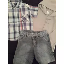 Combo Bermuda Jean + Campera Hilo + Camisa Escocesa Nene