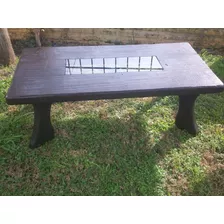 Mesa Ratona De Living En Madera Y Vidrio