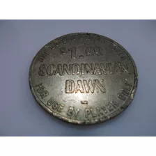 Ficha Antiga Do Cassino Do Navio Scandinavia Dawn Em Metal