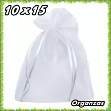 20 Saquinhos De Organza Cor Branca 10x15 C/ Fita De Cetim