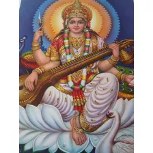 Pôster Gravura Imagem Divindade Hindu Sarasvati G4