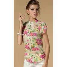 Blusa De Gasa Floral Tallas S Y M Nueva Importada En Stock 