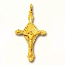 Pingente 5.1 Cm Crucifixo Ouro 18k 2.4 Gr Cruz Cristo Jesus