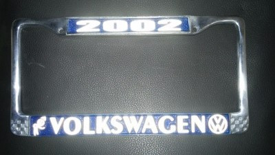 Volkswagen Porta Placa Metal Personalizable Azul 2 Piezas Foto 2