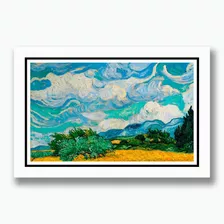 Quadro Van Gogh Campo Trigo Com Ciprestes Decorativo