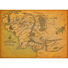 Mapa 30x42cm Terra Media Poster - Senhor Dos Aneis - Hobbit