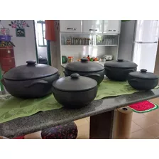 Conjunto 5 Panelas De Barro Moqueca Capixaba 0,1,2,3 E 4 Lt