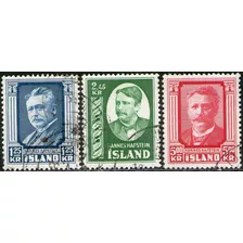 Islandia Serie X 3 Sellos Usados Poeta H. Hafstein Año 1954